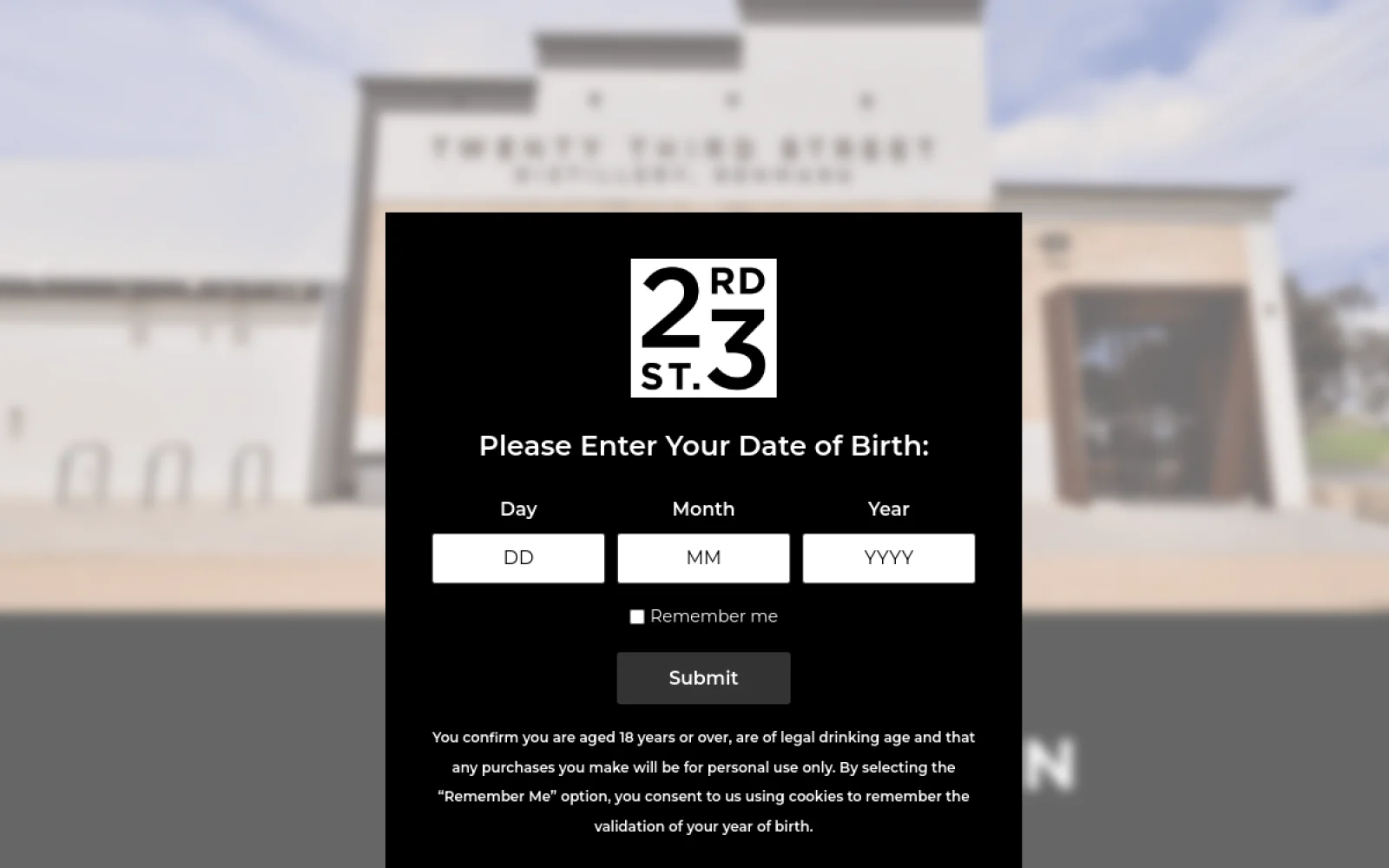 23rd Street Distillery website homepage