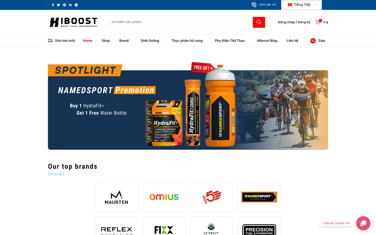 HiboostNutrition online store homepage